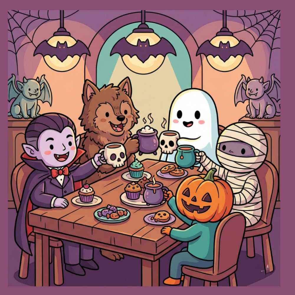 SPOOKY CAFE': Spooky Cutie Bold and Easy Coloring Book: Cozy and Simple Monster Illustrations for Stress Relief and Relaxation (Velvet Cozy Corners)