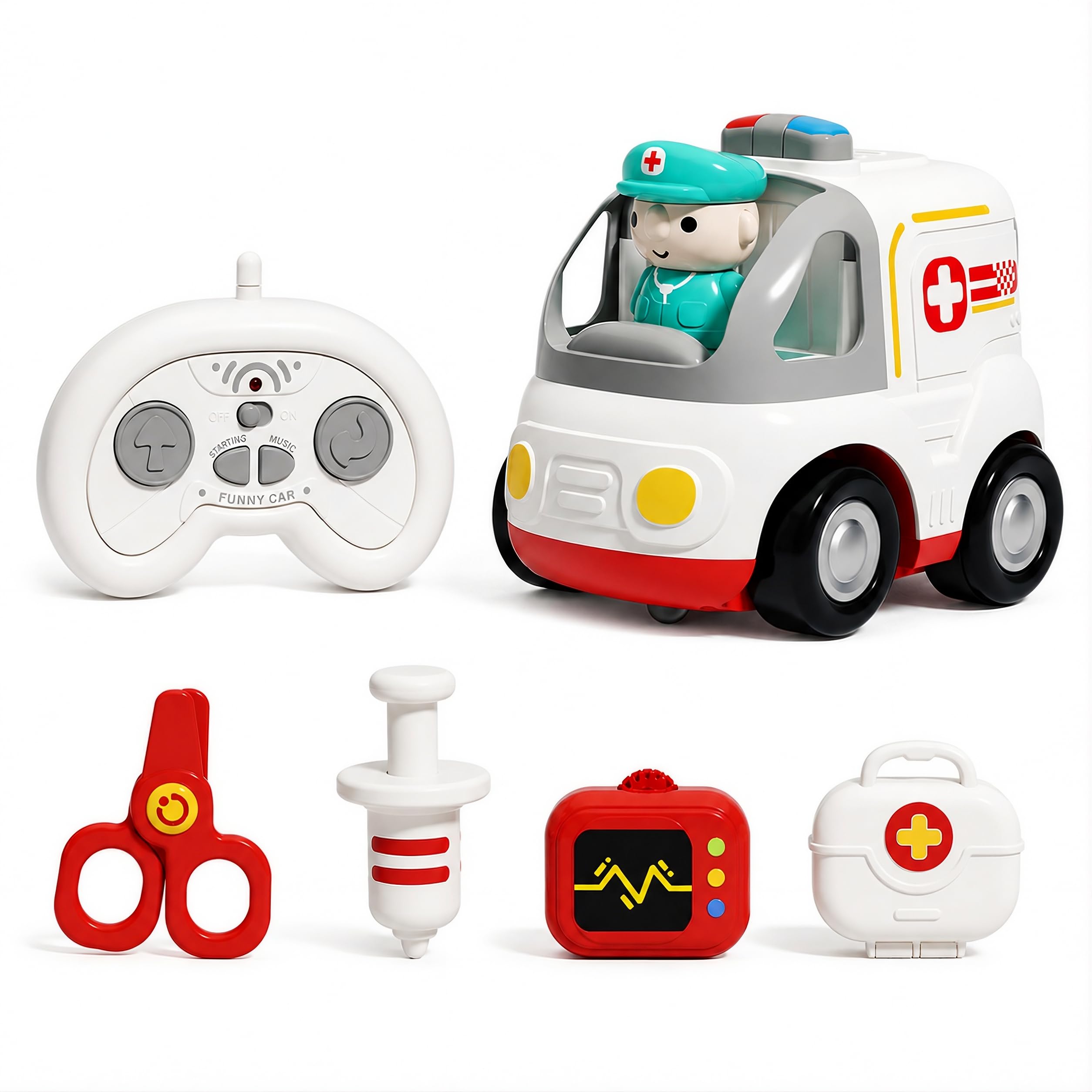 Habuddy RC Car for 18M+ Year Old, Toddler Ambulance RC Toy with Music — image 1