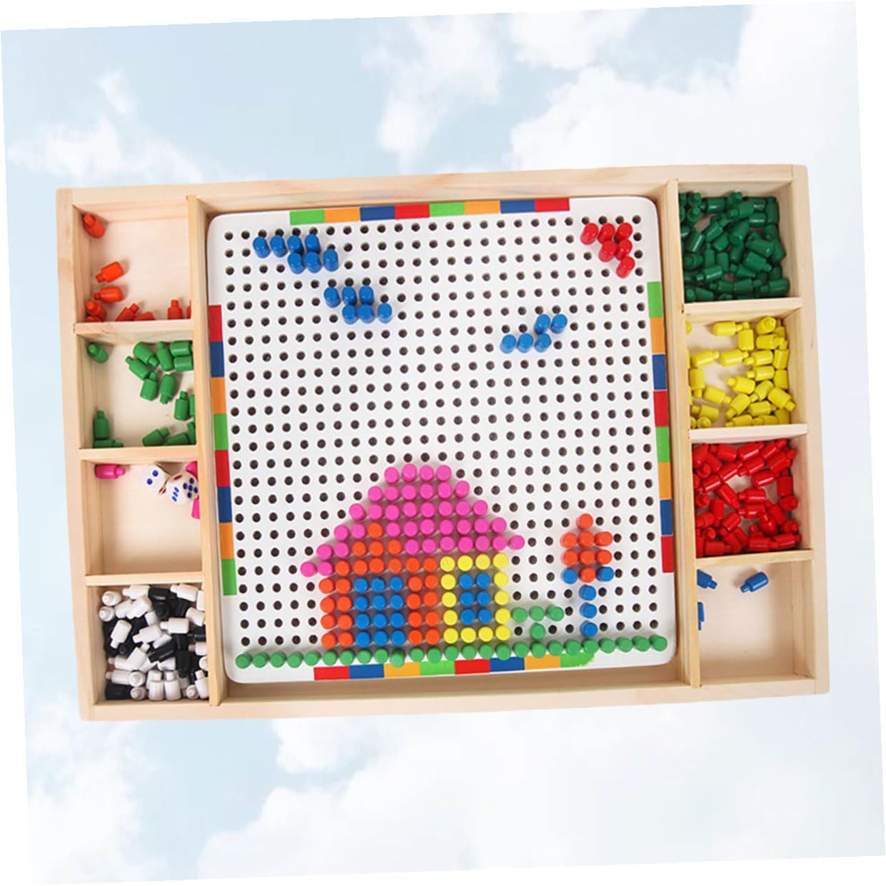 SOIMISS Gioco Educativo Chiodini a Forma di Fungo per Bambini, in Plastico Bianco, Arricchisce Creatività e Immaginazione, per Compleanni e Vita Quotidiana