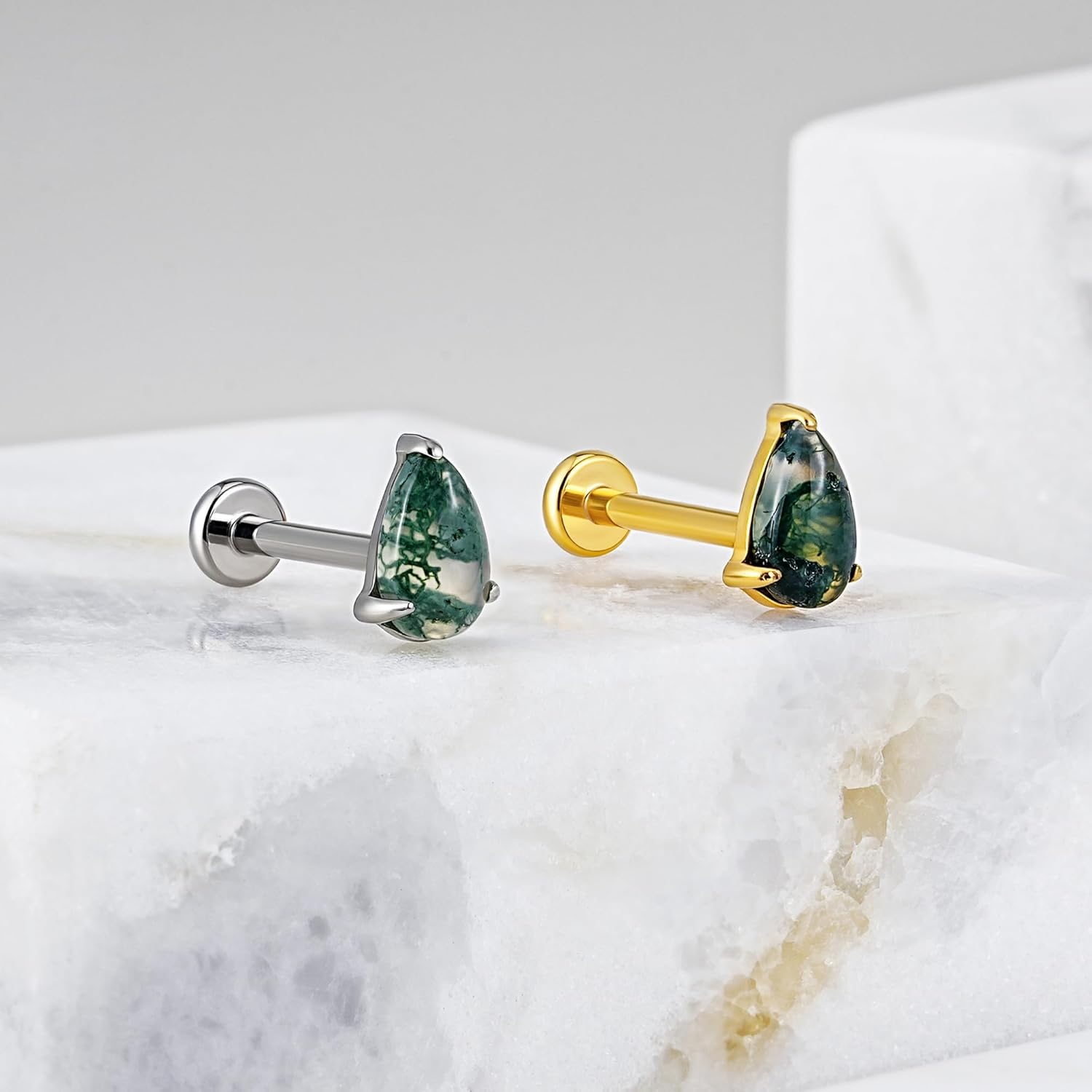 FINE4U 1PC ASTM F136 Titanium Piercing Jewelry for Tragus Conch Helix Flat Labret 18G 6mm 8mm, Cartilage Earring Flatback Stud - Image 4