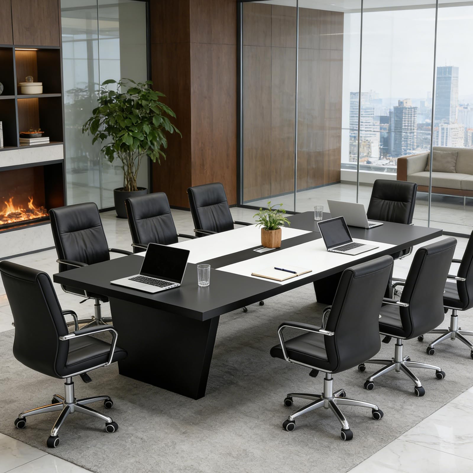 Tavolo Riunioni Ufficio, Tavolo Conferenza Moderno Grande, Scrivania Meeting con Piano Spessore 2,5 cm, Tavolo per Sala Riunioni, Ufficio e Spazi di Lavoro