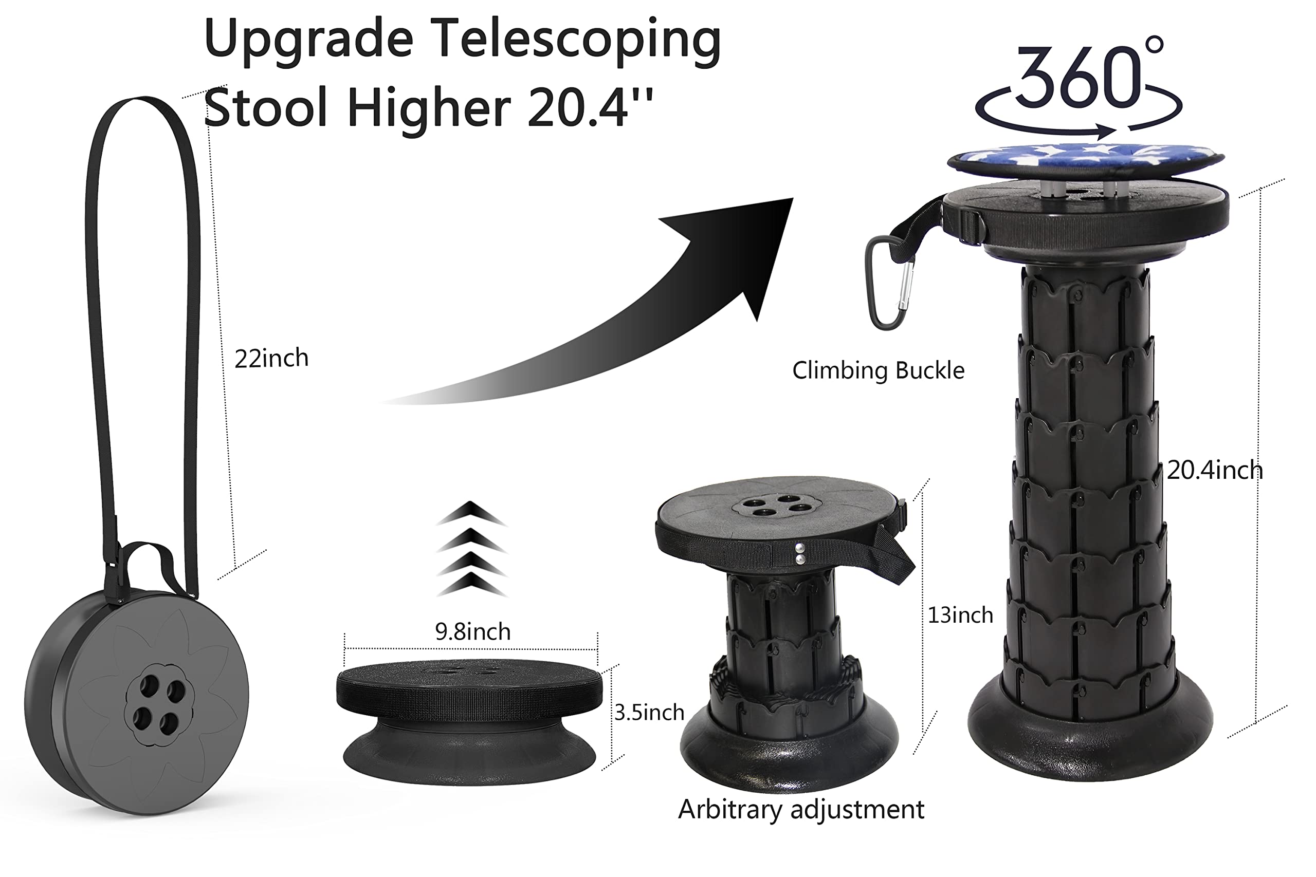 2025 Upgraded XXL Collapsible Stool with Cushion 20.4