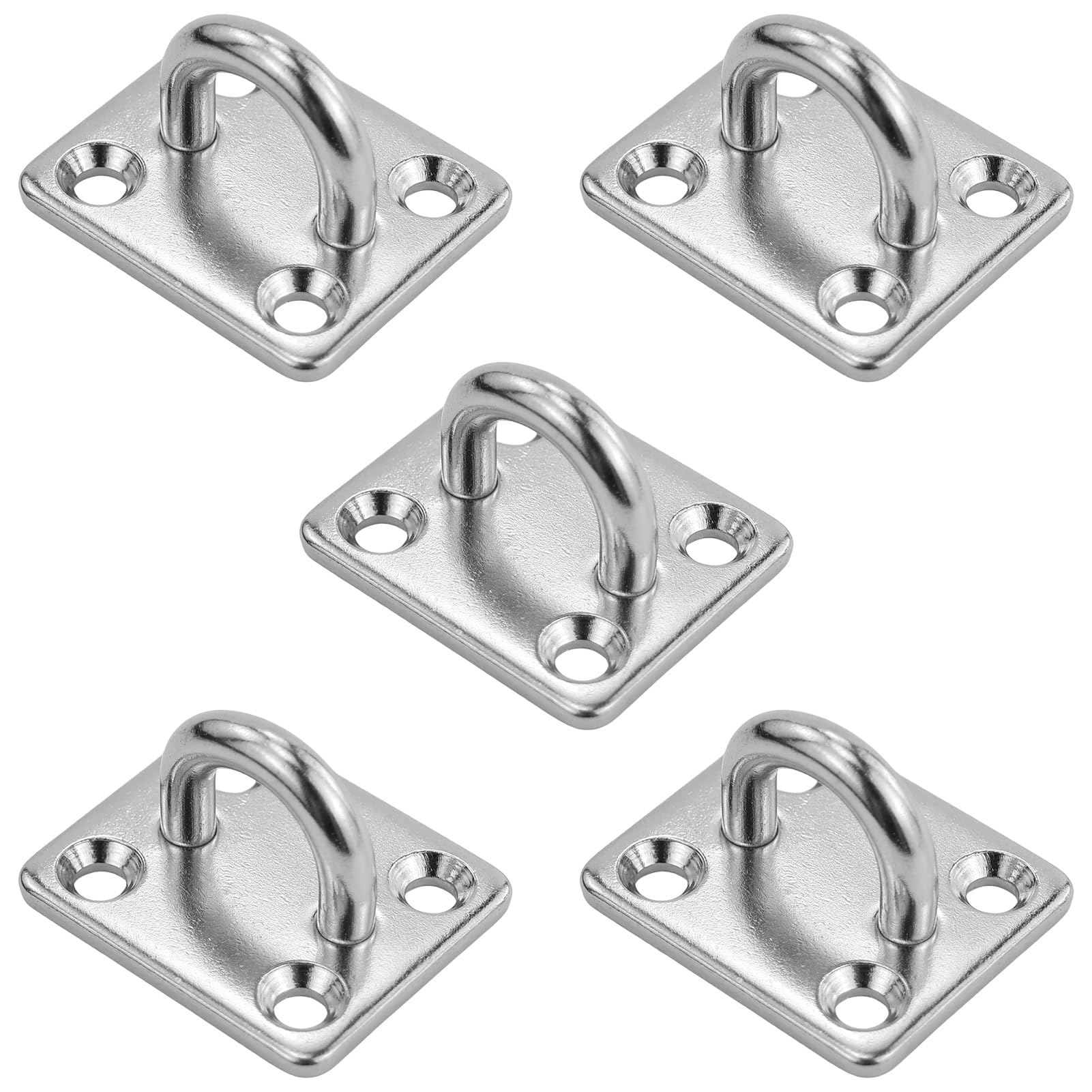5 Pezzi Piastre Oculari in acciaio inox M5 con 4 fori Occhiello,Piastra Occhio Gancio parete,Gancio da soffitto in acciaio inossidabile 304,Gancio Piastra Robusto,per Montaggio