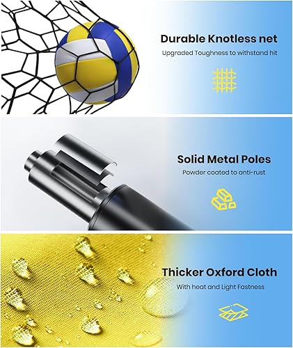 Miniatura 4 de Sistema de red de entrenamiento de voleibol, 7 alturas ajustables, estación de red de equipo de práctica, mejora las habilidades de servicio y picos
