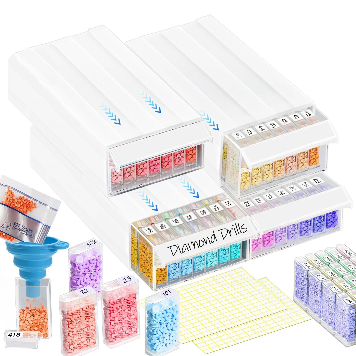 Tri perles diamant simplifié avec ces 4 boîtes transparentes empilables