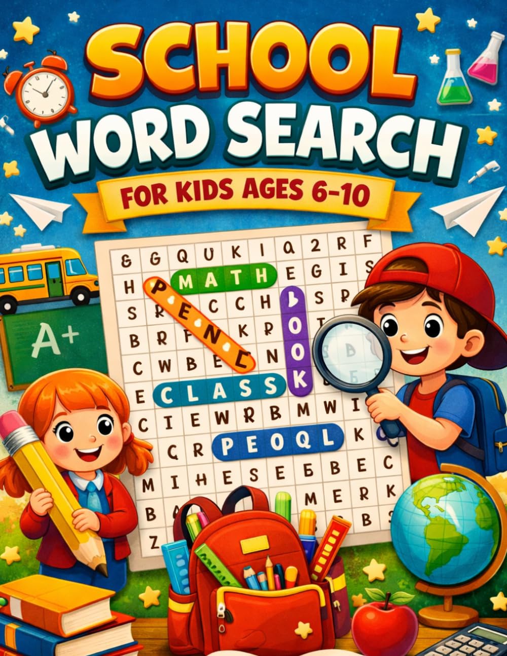 School Word Search for Kids Ages 6-10: Roomy-Style Puzzle Activity Workbook (Word Search Puzzle Book)