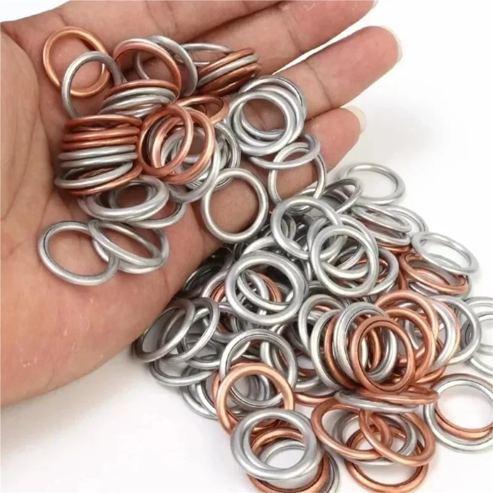 Compatible con junta de tapón de drenaje de aceite de aluminio/cobre para cambio de aceite de motor Apto para Audi, arandela de sellado reemplazable(Copper Gaskets,100pcs)