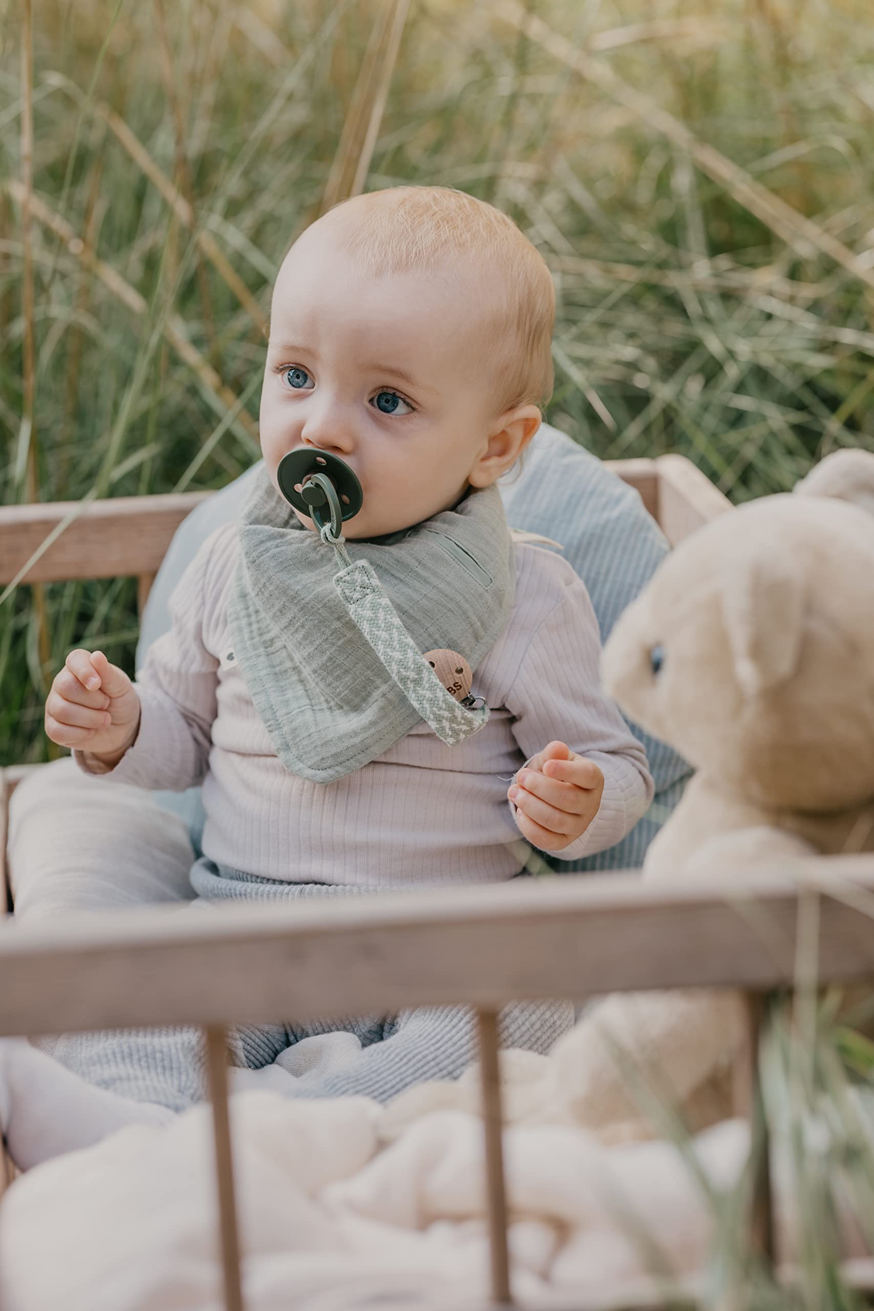 BIBS Paci Braid. Catenella per succhietto Cotone 100% biologico. Disegnato in Danimarca, Misura unica (0-36 mesi), Blush/Ivory