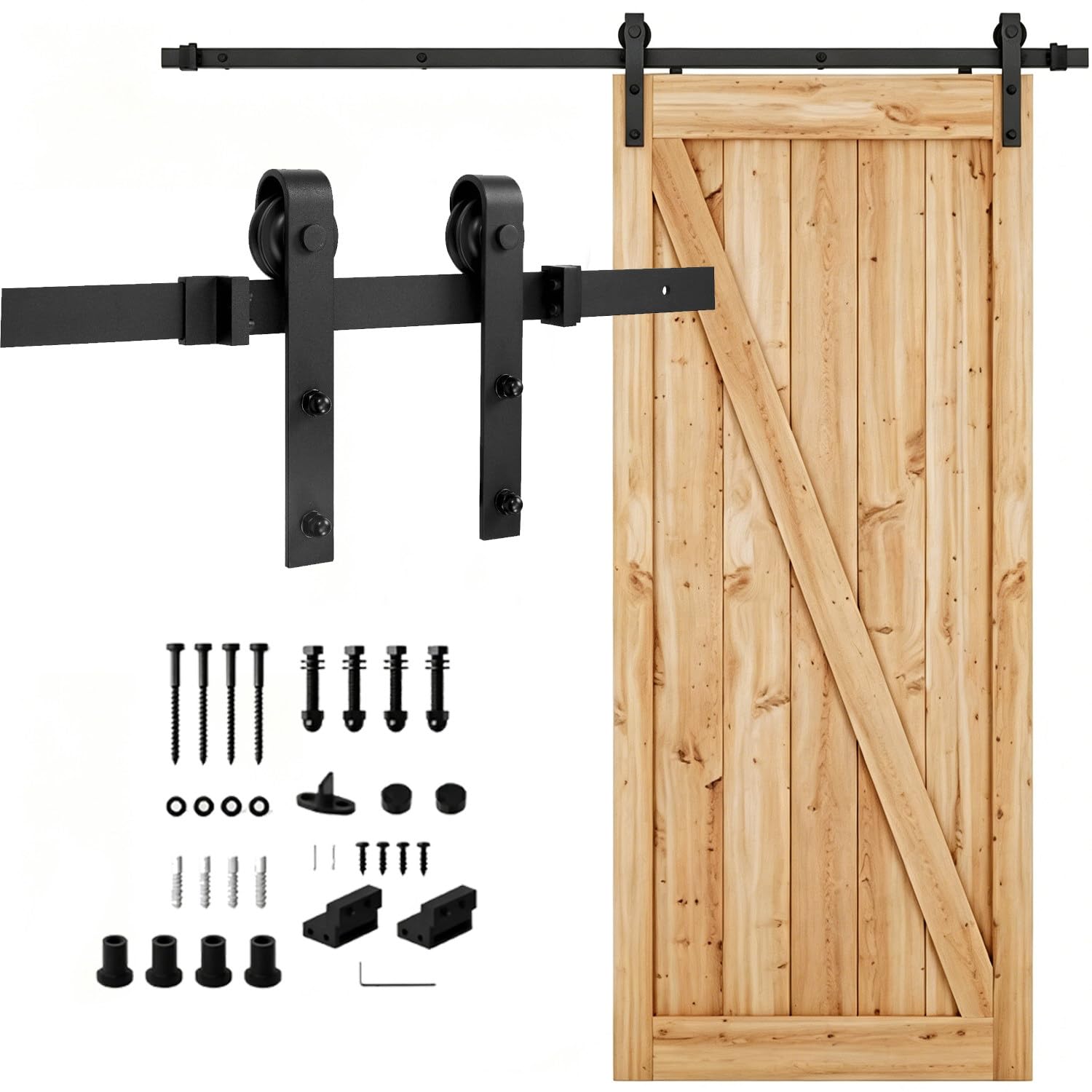 DowPie Modern Interior Barn Door Track, Functional Sliding Door Hardware, Full Accessories Included for DIY Home Renovation Projects 1.83m/6ft