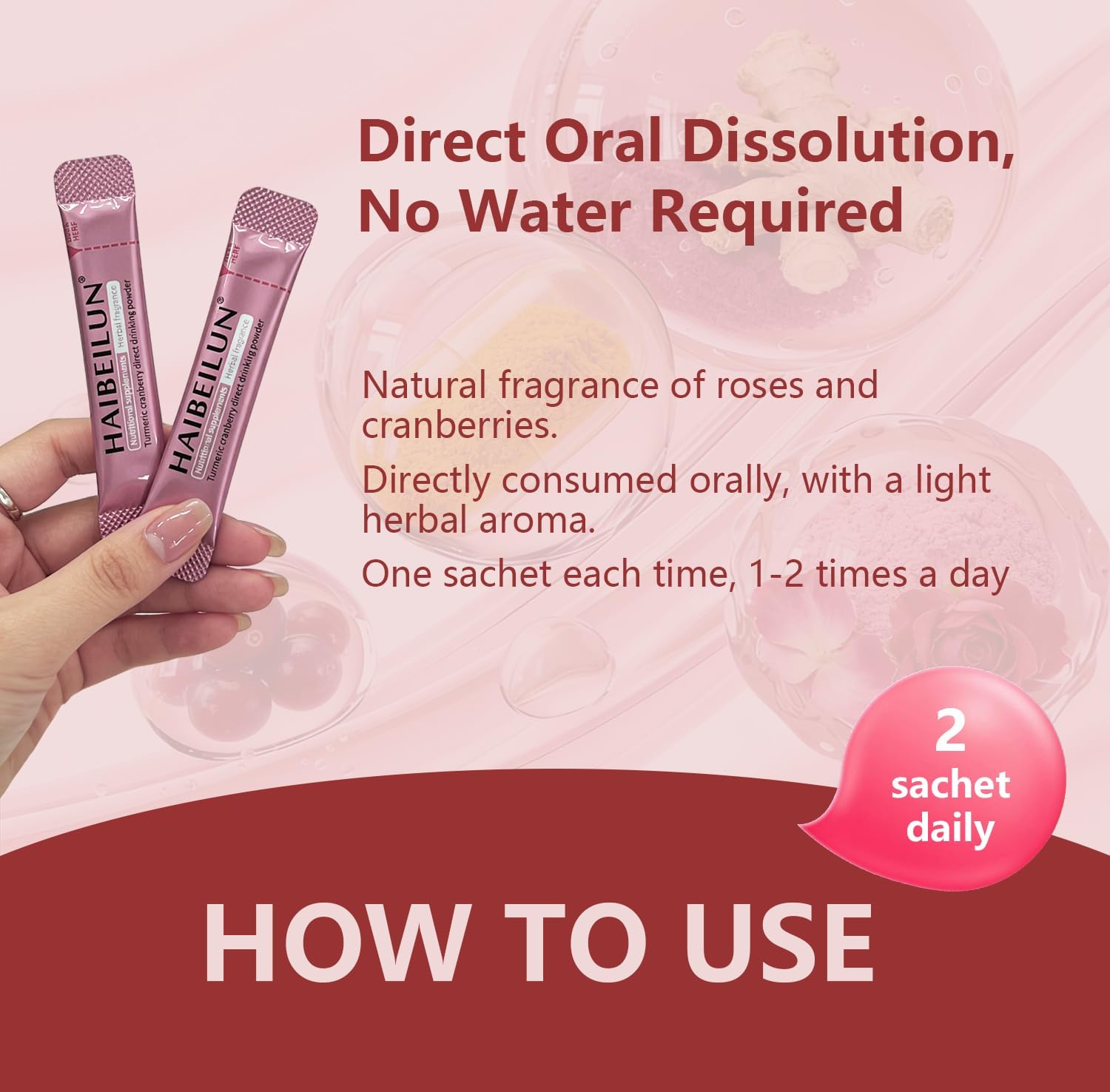 Women’s Monthly Wellness Oral Powder, Fast Dissolving Formula with Turmeric Cranberry Rose, Natural Herbal Supplement for Women’s Cycle Support, No Water Needed, 15 Sticks