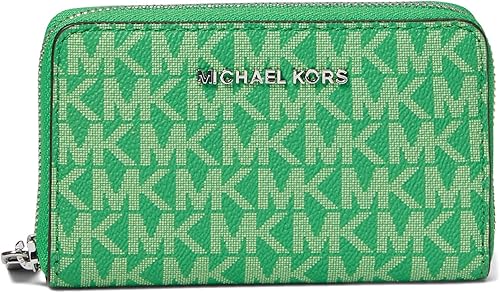 Michael Kors Estuche para tarjetas Jet Set con cremallera pequeña, Palmera, Jet Set - Estuche pequeño con cremallera alrededor de la tarjeta