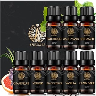 Aromatherapy Bergamot Essential Oil Set for Diffuser, 100% Pure Vanilla Essential Oils Kit, Top 8x10ml Therapeutic Grade-Ylang Ylang,Patchouli,Clary Sage,Black Pepper, Vetiver etc Essential Oils