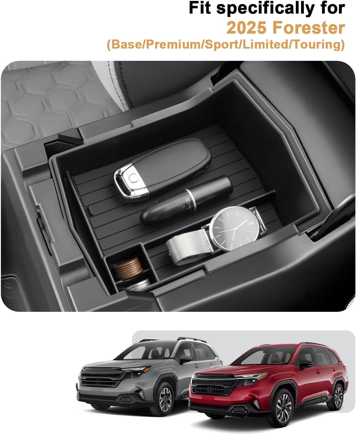 ECOZEN 2025 Forester Center Console Organizer - Double Layer Center Console Armrest Box Organizer For 2025 Subaru Forester/Forester Hybrid(Base/Premium/Sport/Limited/Touring) Accessories