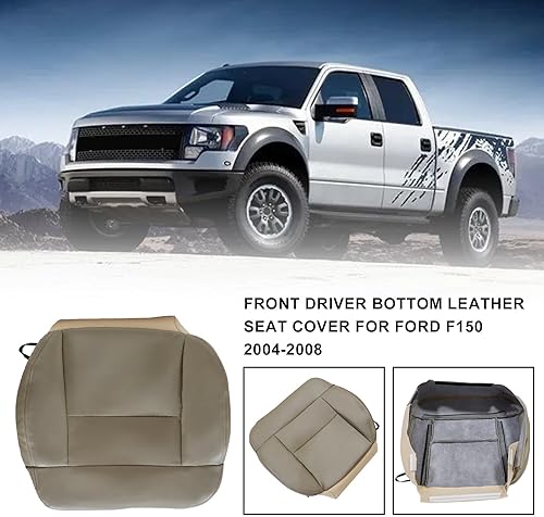 Miniatura 2 de Funda de repuesto para asiento inferior del lado del conductor, color beige, bronceado, compatible con Ford F150 Lariat 2004 2005 2006 2007 2008