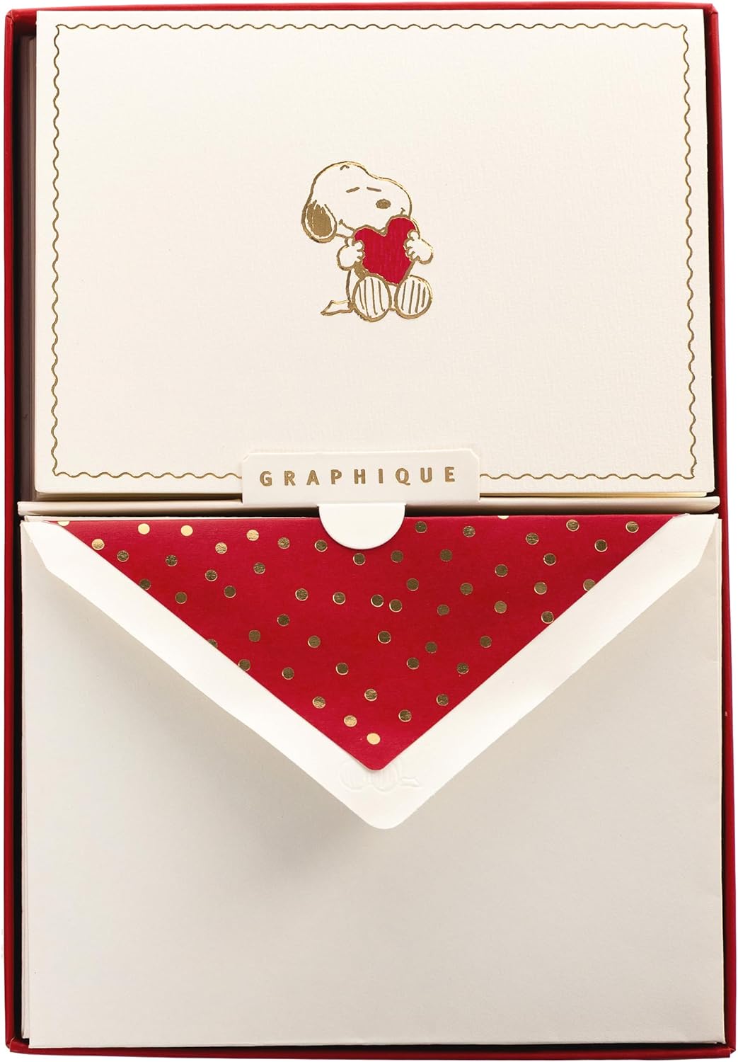Graphique Peanuts Designer Cards Luxe Collection, Gold Foil Embossed Stationery Boxed Set, 10 Blank Cards with 11 Envelopes, All Occasion Greetings, 5.25" x 3.8"
