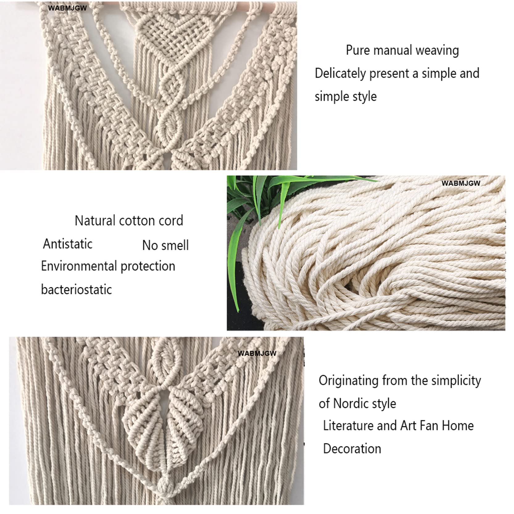 Tenda, Tende da parete in macramè - Tenda Boho fatta a mano, Tende in macramè per porte e finestre, Arazzo - Decorazione d'interni per porte e finestre, per camera da letto, Tenda