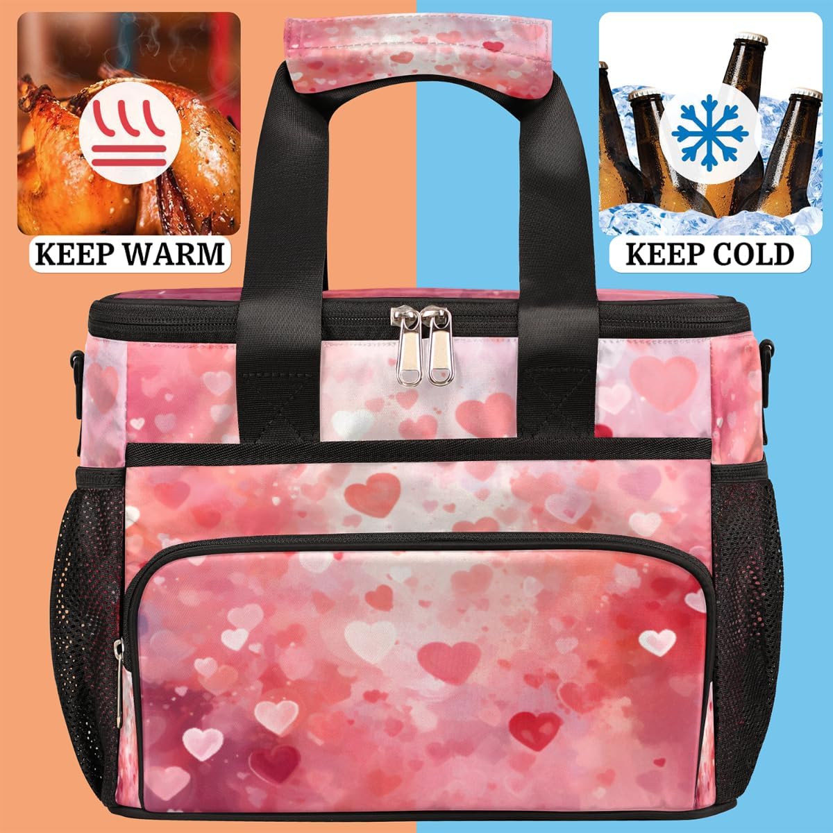 Insulated Picnic Backpack Lunch Box for Women Men Picnic Basket Tote Lunch Bag Picnic Bag Portable Lunch Bags for Picnic, Beach, Work, Trip,Office, Camp Valentine's Day Decor