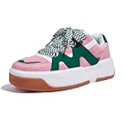 Women’s Platform Fashion Sneakers Lace up Casual Faux Leather Comfortable Thick Sole Tennis Walking Shoes