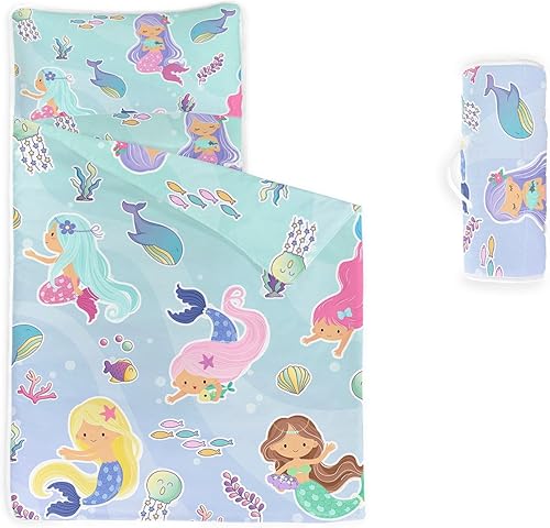 Miniatura 18 de Tapete para siesta – Saco de dormir de animales con almohada extraíble – Juego de ropa de cama para guardería y fiestas de pijamas, preescolar y