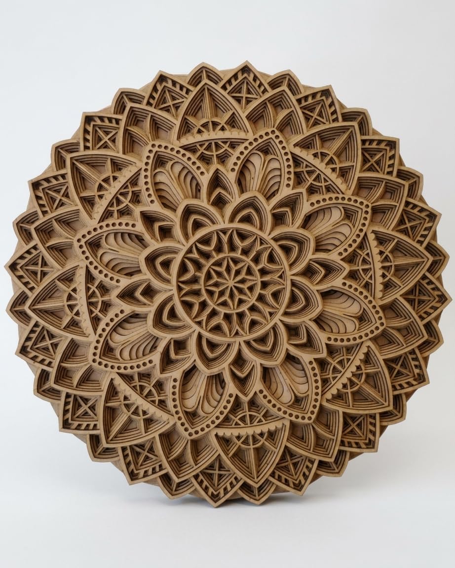 Wooden 3D Laser Cut Decorative Mandala Wall Décor | Decorative Multi Layered Mandala Wall Art, Living room Wall Hanging