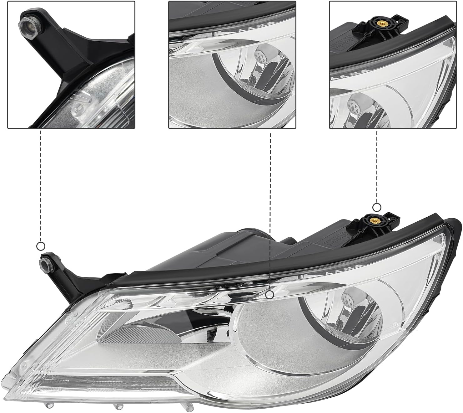 LYNICESHOP Halogen Headlight Assembly for 2009-2011 Volkswagen Tiguan, Left and Right Side Set Compatible with Halogen Models Replacement for OEM 5N1941031AC 5N1941032AC (A pair)