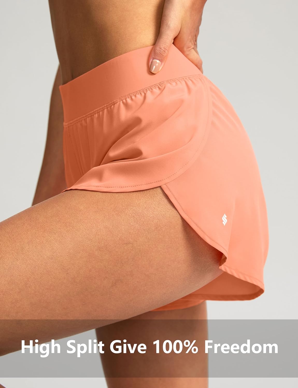 Soothfeel High Waisted Athletic Running Shorts for Women Dolphin Short High Split Quick Dry Gym Workout Shorts with Liner - Image 6