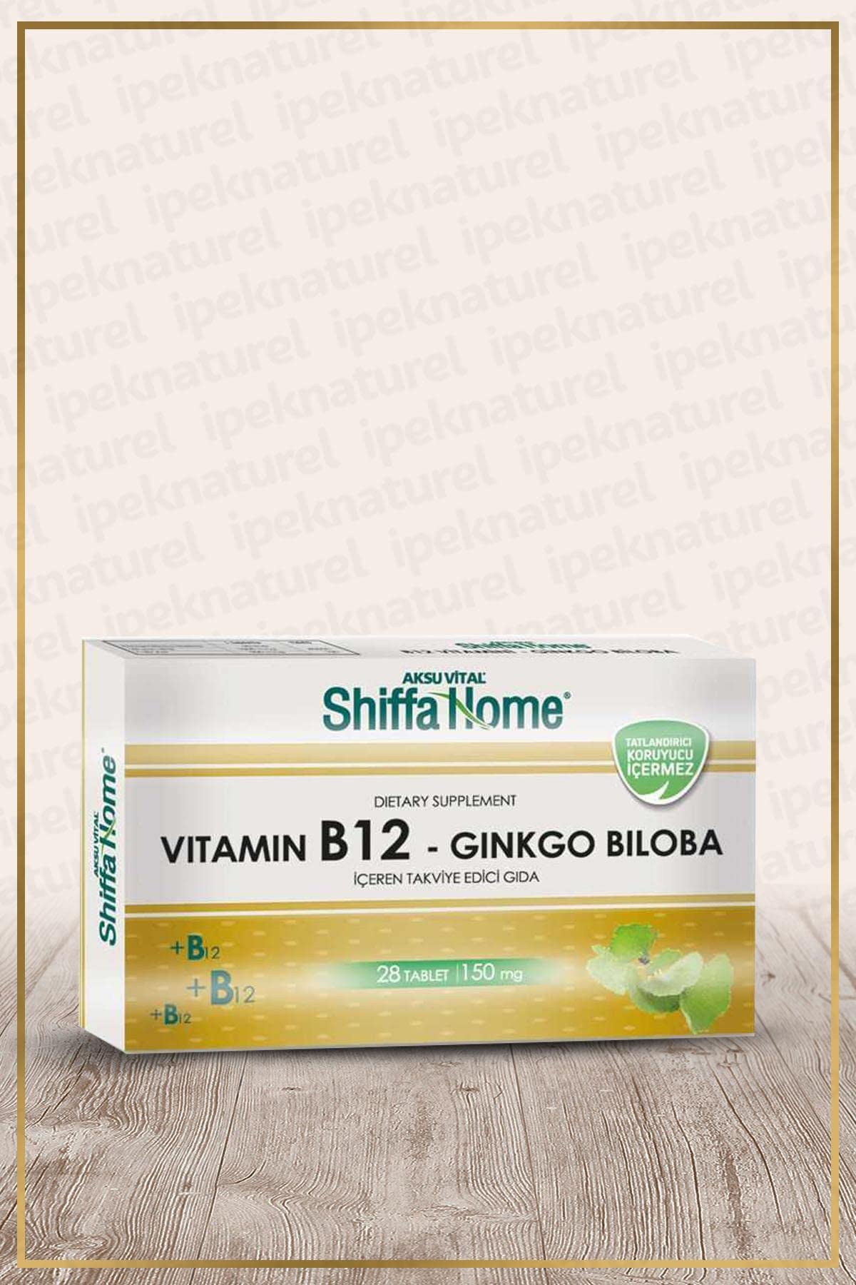 Shiffa Home Vitamin B12 Ginkgo Biloba Tablet | Yüksek B12 Vitamini ve Ginkgo Biloba Ekstresi | Folik Asit ve Magnezyum Destekli Takviye Edici Gıda | Zihinsel Performans