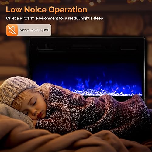 Miniatura 5 de ROVSUN 30'' Electric Fireplace, 2-in-1 Ultra-Thin Wall Mounted & Recessed Fireplace with WiFi & Remote Control & Touch Screen, 1500W Wall Heater