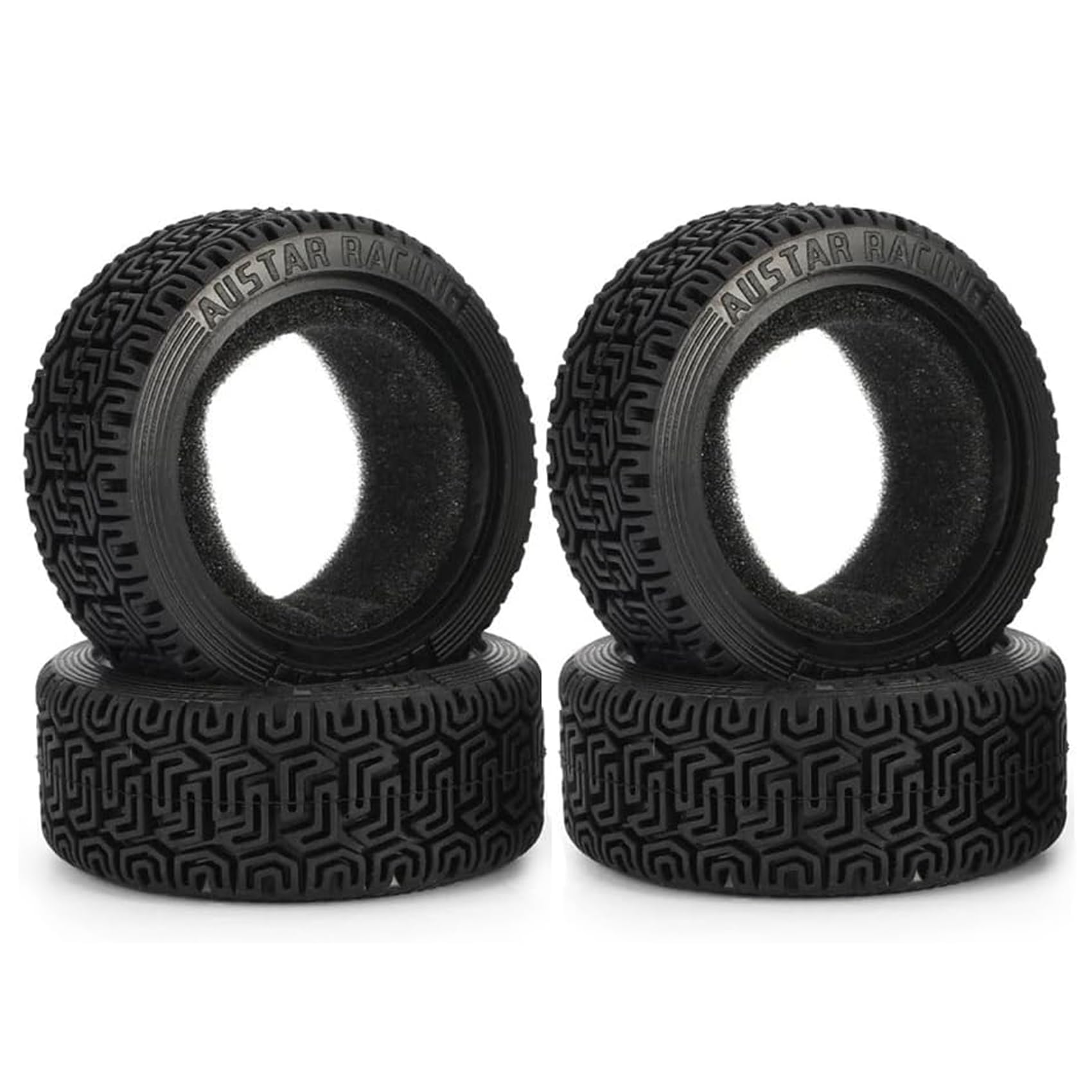 KINGCOO 1/10 RC Car Tyres on the Road, Pack of 4 RC Car Rubber Tyres with Foam Inserts Tyres for 1:10 RC On Road Runflating Touring Racing Car for Tamiya HSP HPI Kyosho (M-68 mm)