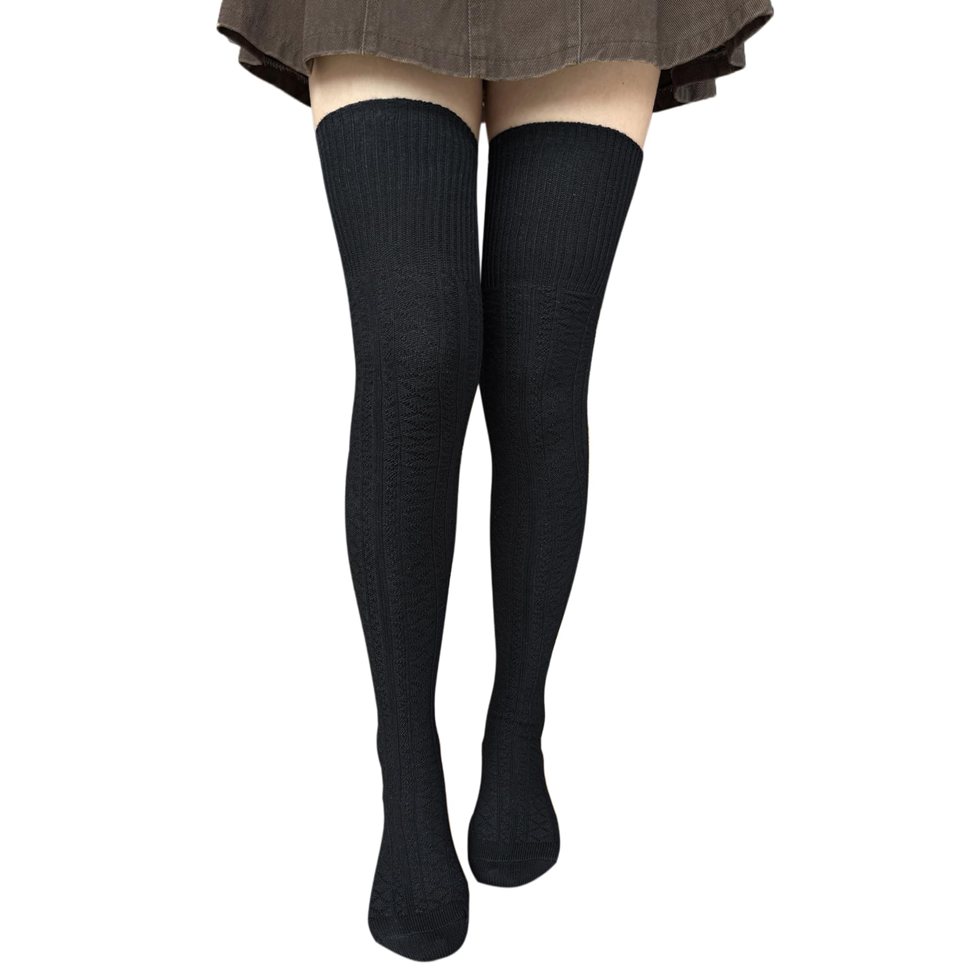 Bestjybt Women Thigh High Socks Cotton Cable Knit Over the Knee Boot Stockings Long Warm leg Warmers
