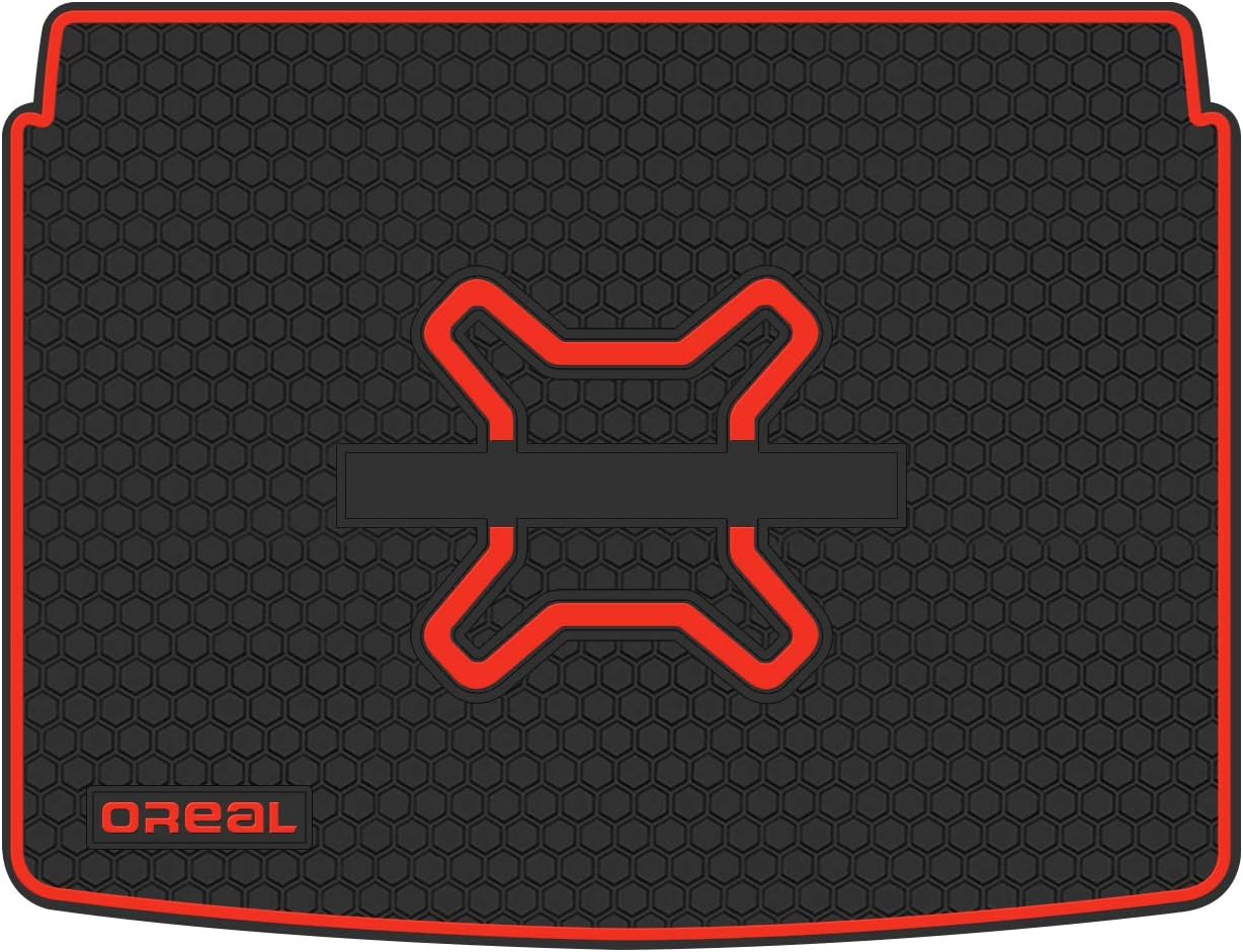 biosp Car Rear Trunk Mat Cargo Liner for Jeep Renegade 2015 2016 2017 2018 2019 All Weather Black Red Heavy Duty Rubber Custom Fit-Waterproof-Odorless