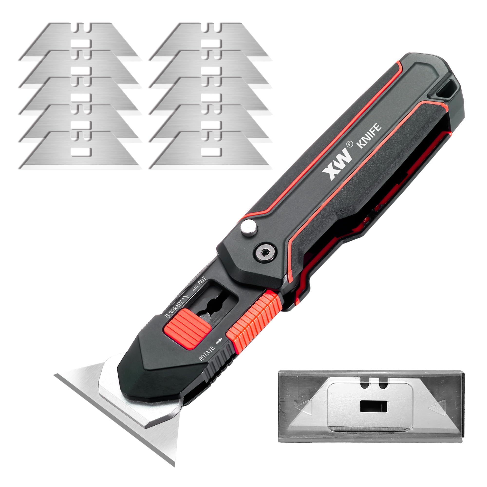 XW Folding Scraper Utility Knife,Heavy Duty Zinc Alloy Multi