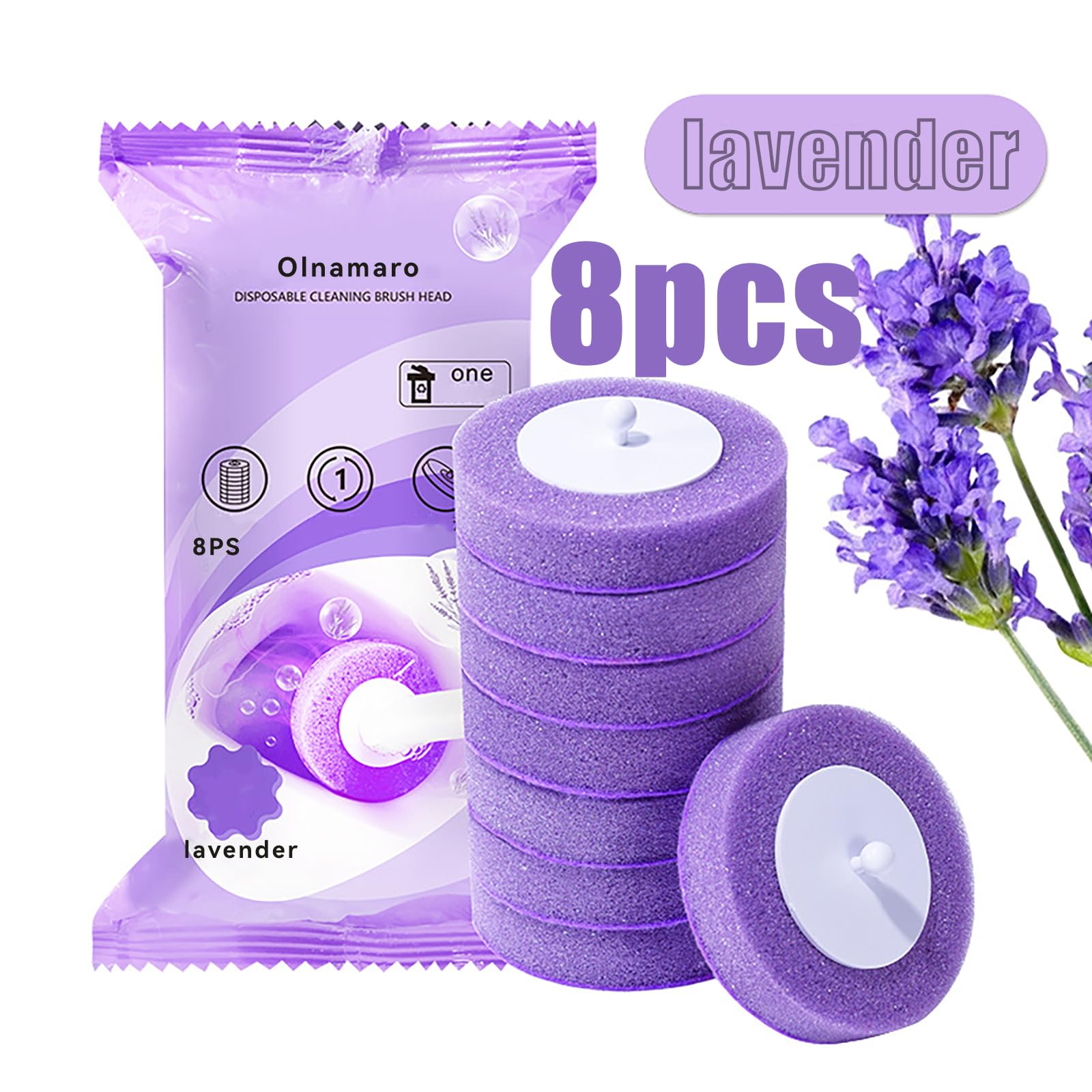 Olnamaro Disposable Toilet Brush Replacement Brush Heads, 16 Navy Scents, 8 Lemon Scents, 8 Lavender Scents - Image 4