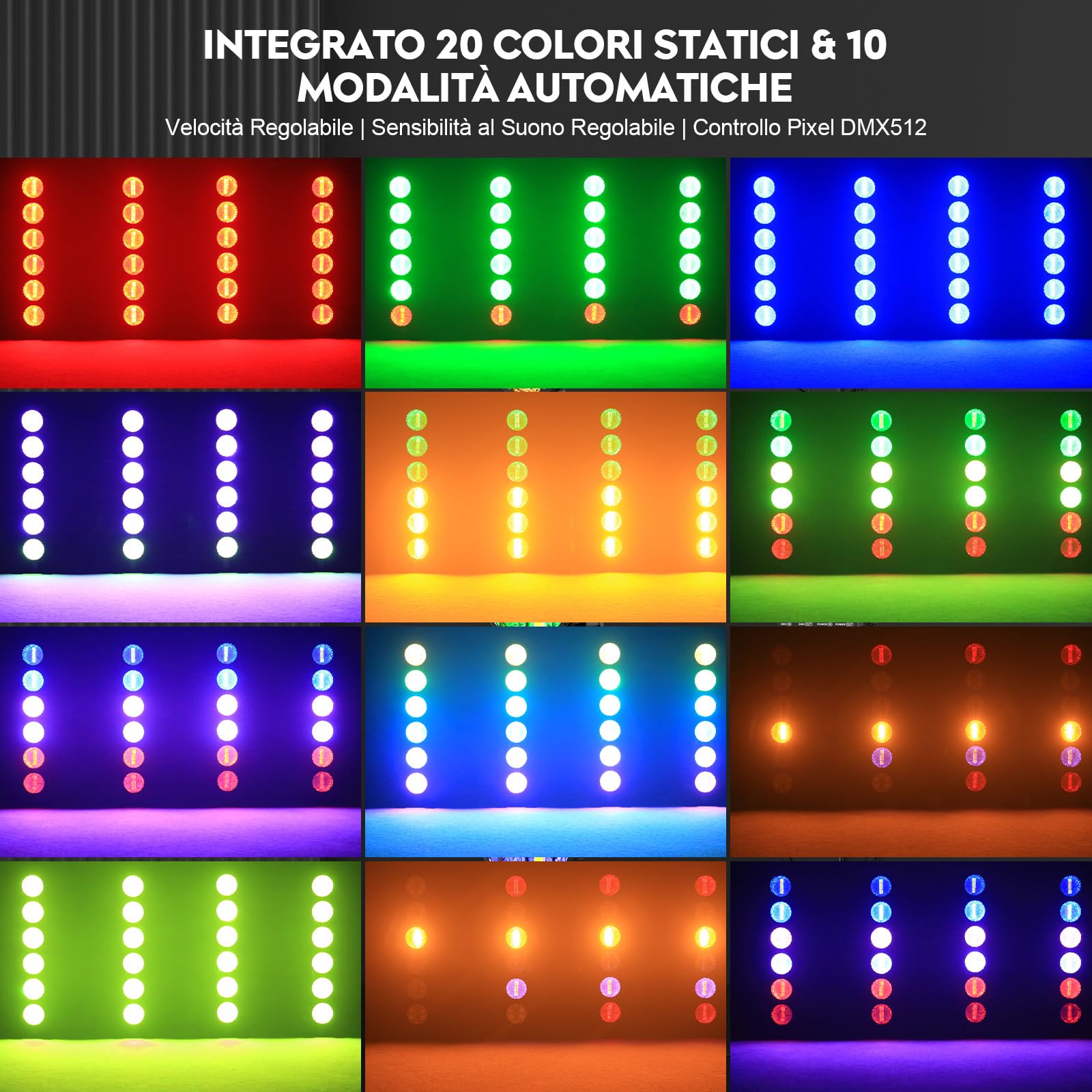 4PCS Faretto Par LED RGB da 300W, Luce da Palco COB Lineare Vintage, Luci DJ con DMX512, Faretto per Feste, Concerti, Matrimoni, Bar