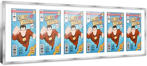 Miniatura 105 de Poster Palooza Marco de cómic con paspartú para 4 cómics de la era actual publicado después de 1985, marco de cómic negro para cómics de 6.875 x