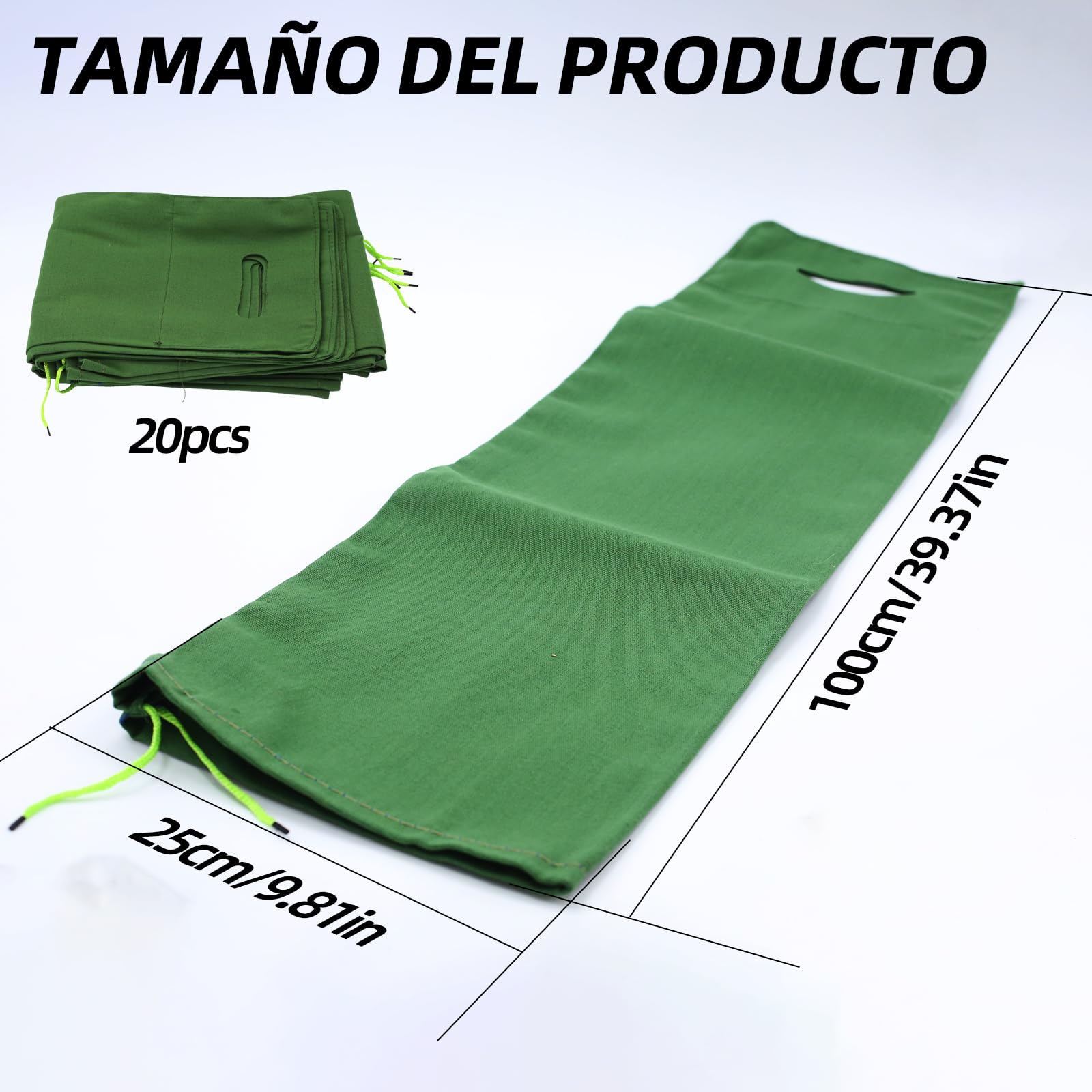 20 sacos de arena para protección contra inundaciones 25 x 100 cm, sin relleno | Saco de arena, con cordón, asa. Ideal para inundaciones, inundaciones y protección de edificios.