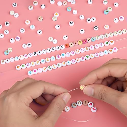 Miniatura 7 de Kit de pulsera de la amistad con 28 colores, 5040 cuentas de arcilla, 1200 cuentas de letras para hacer joyas, 4 estilos de cuentas redondas del