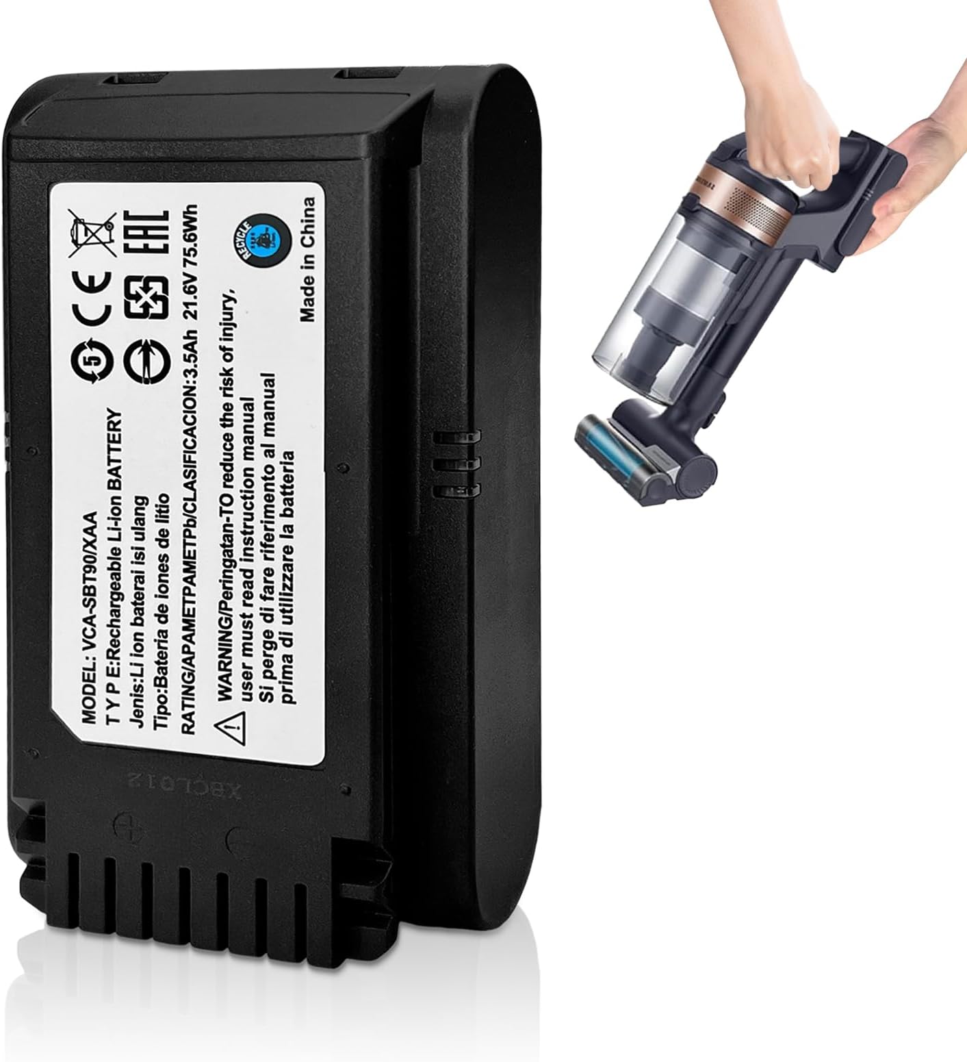 GGBON Battery for Samsung Jet 60, Jet 70 75 75+, Jet 90 90+ Series Cordless Stick Vacuum Cleaner Battery, Replacement for VCA-SBTA60 VCA-SBT90 VCA-SBT90EB Model Battery, 3.5Ah 21.6V 75.6Wh.