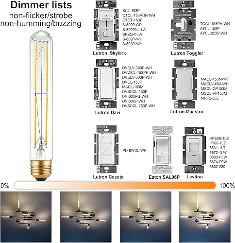 Miniatura 3 de LiteHistory Bombilla LED T10 de 6 W, igual E26, 60 W, regulable, blanco neutro, 4000 K, E26, bombilla Edison AC120V 600lm bombilla tubular T9 para