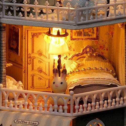 Miniatura 7 de con caja de música giratoria casa de muñecas en miniatura, casa de muñecas de bricolaje, regalos para niños para mujeres, regalos de cumpleaños para