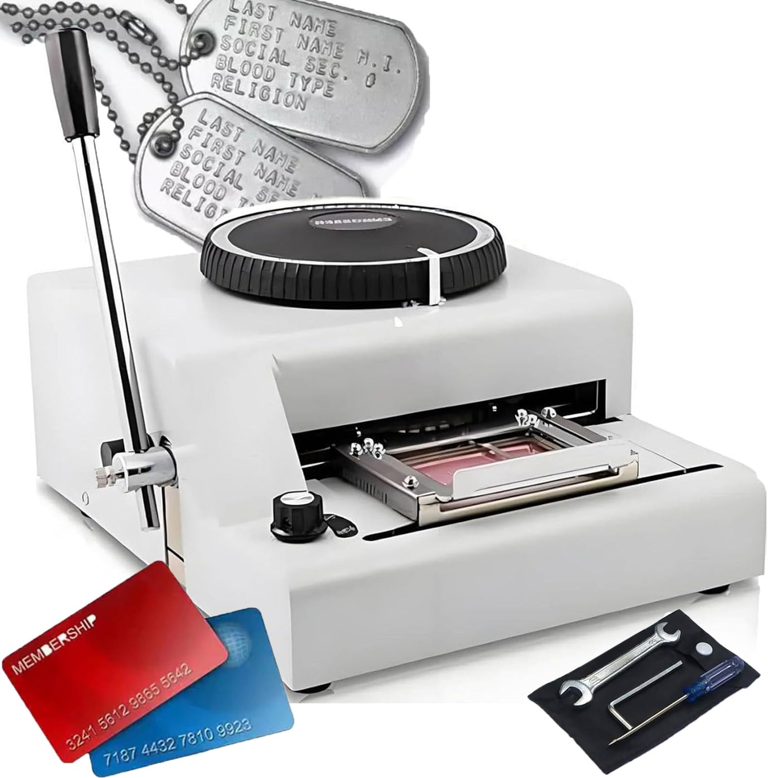 NzEupno 72 Characters Embossing Machine, Convex Embosser Manual Stamping Machine, for PVC Plastic Cards - Create Loyalty, Transport, and Credit Cards