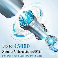 Vista 5 de Paquete de 3 cepillos de dientes eléctricos para adultos, con 12 cabezales de cepillo, 6 modos 42000vpm, cepillo de dientes eléctrico sónico