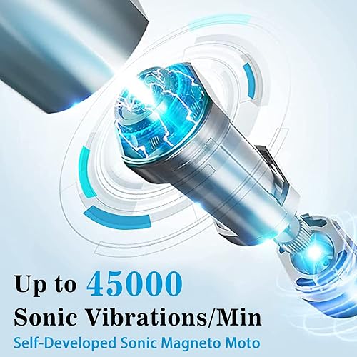 Miniatura 5 de Paquete de 3 cepillos de dientes eléctricos para adultos, con 12 cabezales de cepillo, 6 modos 42000vpm, cepillo de dientes eléctrico sónico