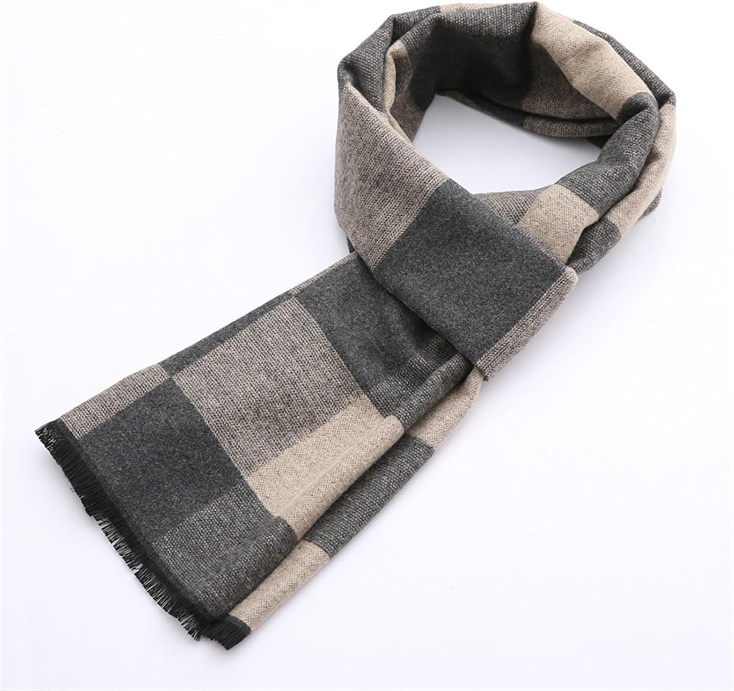 Faux Cashmere Men's Scarf, Fashion Scarves, Pure Color, Men Winter Knitted Long Wrap, Soft, 71 in, Acrylic, for Skiing, Parties, Office(X)