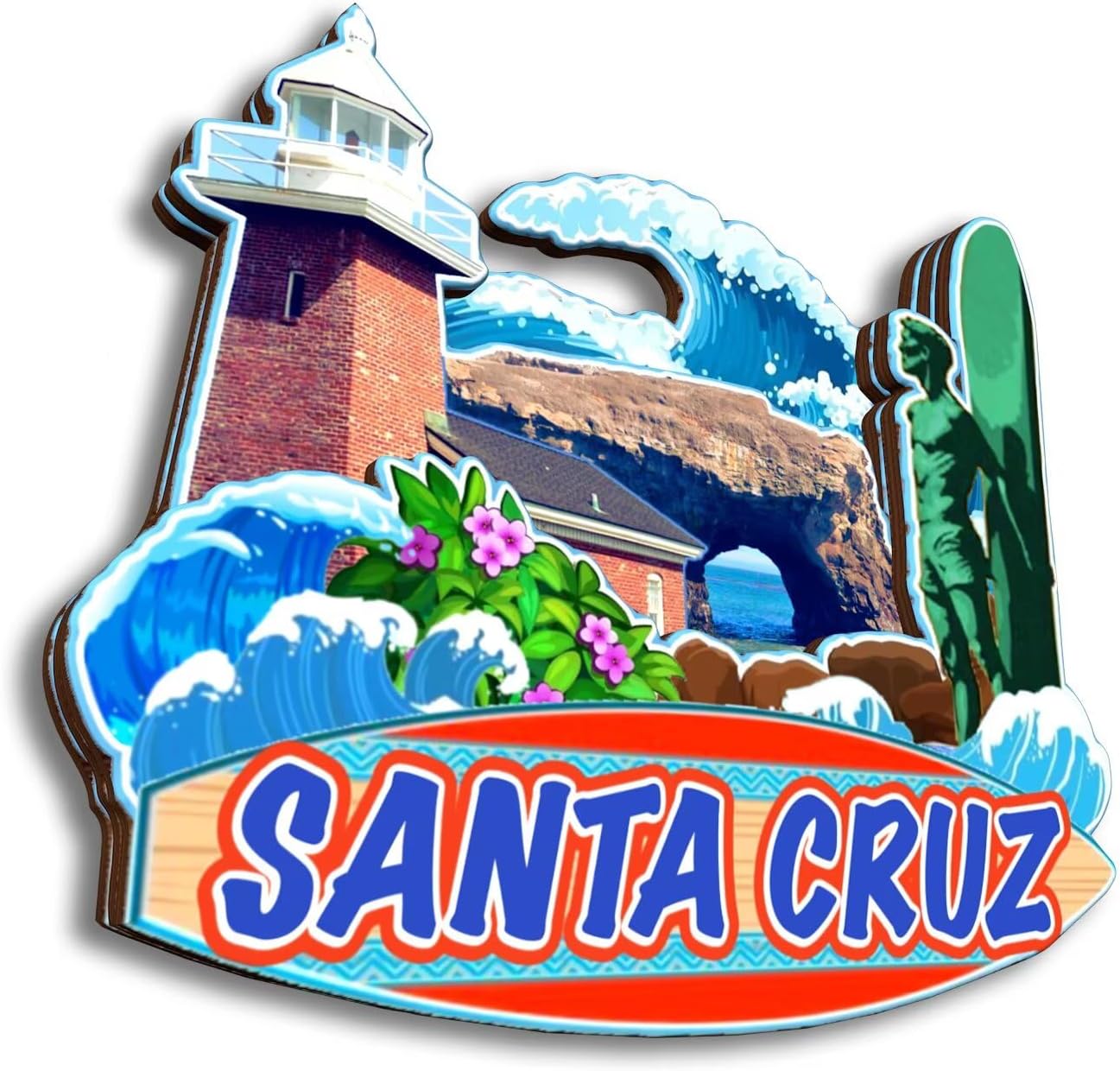 Refrigerator Magnet for Santa Cruz California USA City Travel Souvenir 3D Handmade Wooden Home Decoration Landmark Decorative Fridge Sticker Tourist Collection Gift 241 image 2