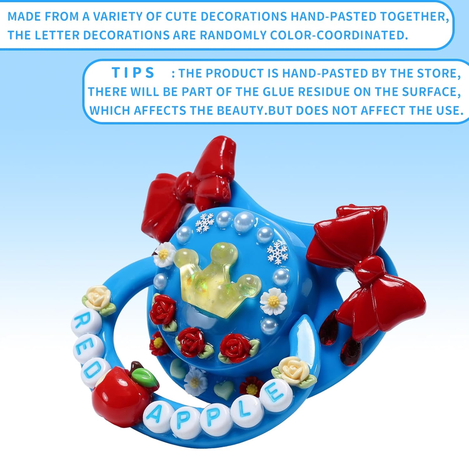 CutiePlusU Large Size Pacifier DIY Big Shield Pacifier - Blue Red