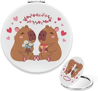 Mini Compact Mirror, Cute Capybara Couple Sma...