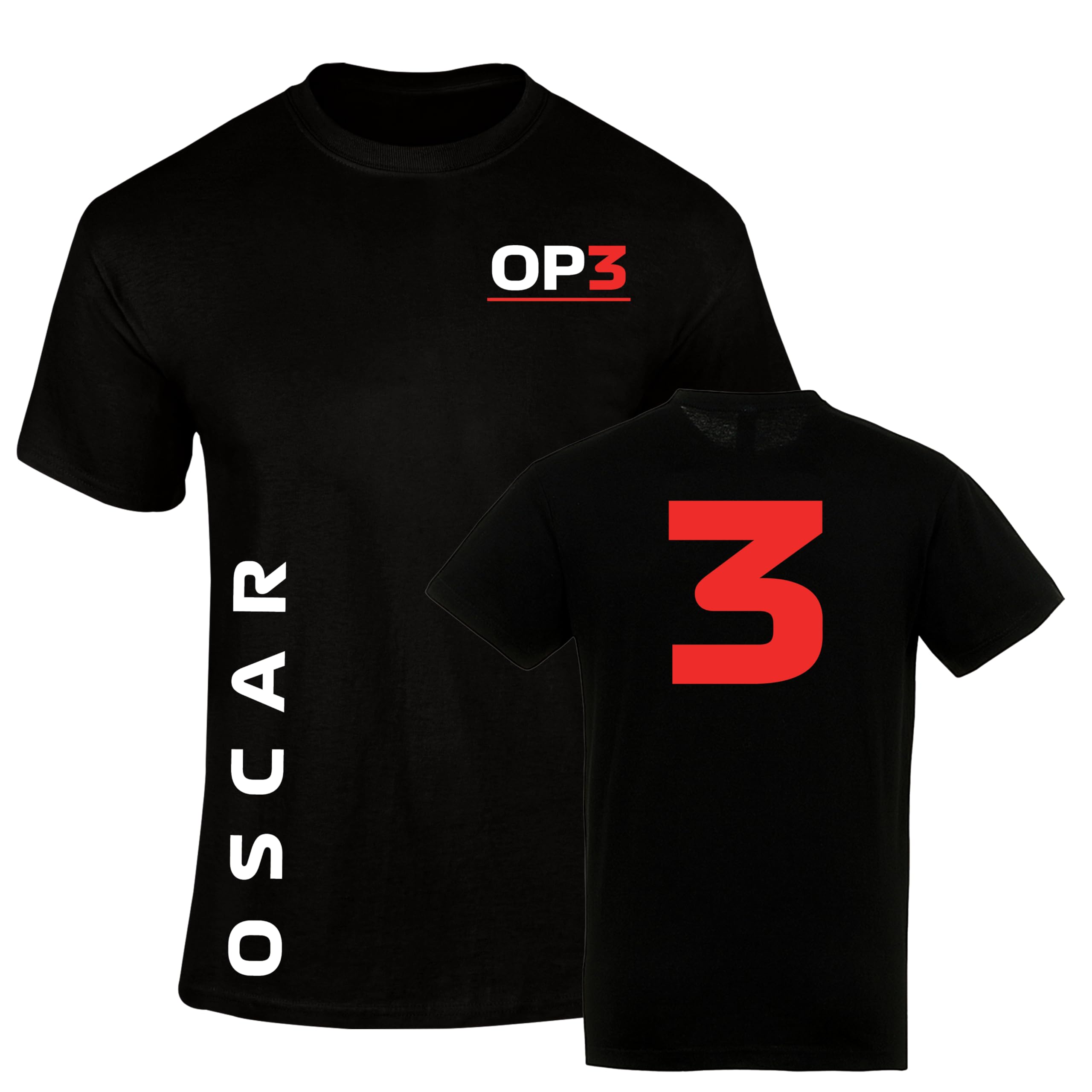 Personalised Formula Racing T Shirt Red – Grand Prix Circuits Tee, Motorsport Fan Top, T-Shirt for Kids and Adults - Black 12-13 Years
