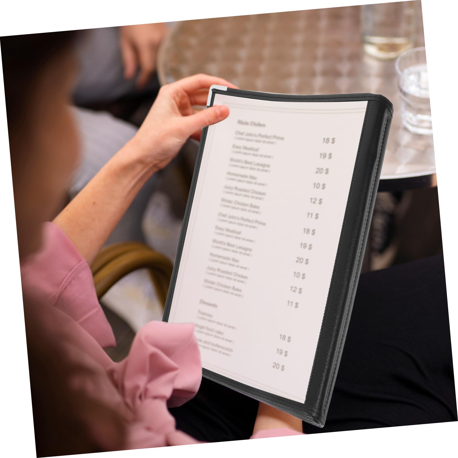 GLEAVI Libro de Menú de Restaurante de Pvc Transparente, 10 Páginas y 20 Lados, Fácil de Llevar, para Restaurantes y Cafeterías
