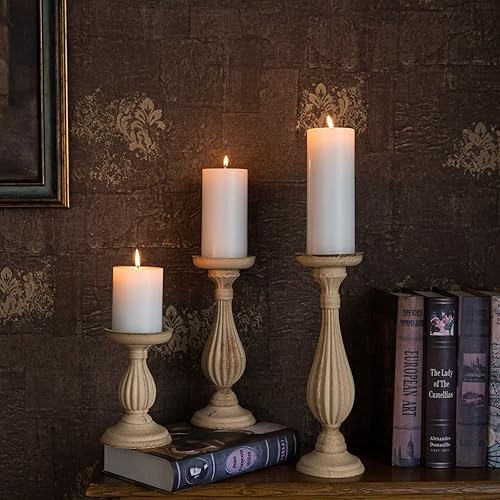 Miniatura 6 de MOZEAL Juego de 3 velas sin perfume vertidas a mano de 3 x 6 pulgadas, sin goteo, combustión de larga duración, aproximadamente 120 horas de tiempo